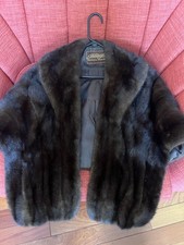 Vintage Real Mink Fur Stole Shawl Cape Brown Gittelmans Sons