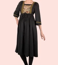 Vintage 1970's Young Edwardian Arpeja Medieval Revival Renaissance Midi Dress S