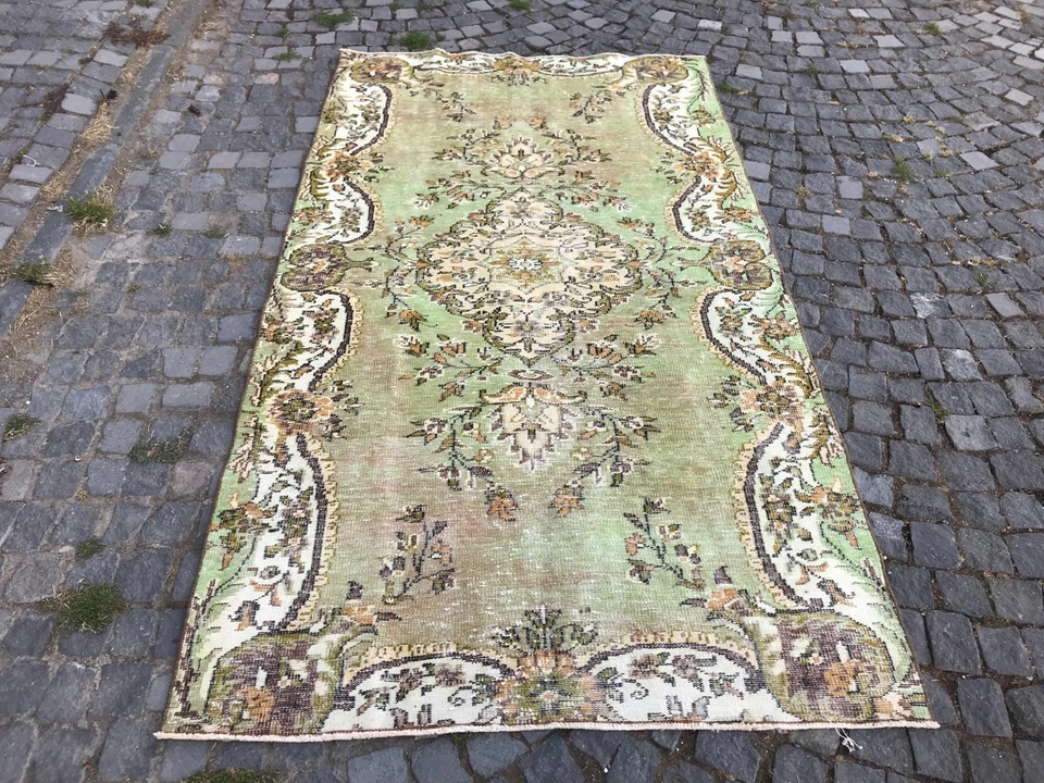 Bohemian Area Rug Handmade Wool Rug Turkish Vintage Traditional Rug 4,9 x 8,8 ft - Image 3 of 4