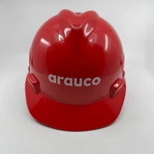 MSA V-Gard Protective Safety Hard Hat Cap with Glaregard Underbrim Red Medium