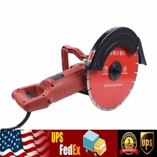 Concrete Cut off Saw Wet Dry Concrete Saw Cutter w/ Water Pump+Blade 14" 3000W