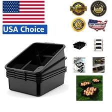 Heavy-Duty 5-Pack Black Plastic Storage Tubs - 8L Capacity for Home/Commercial