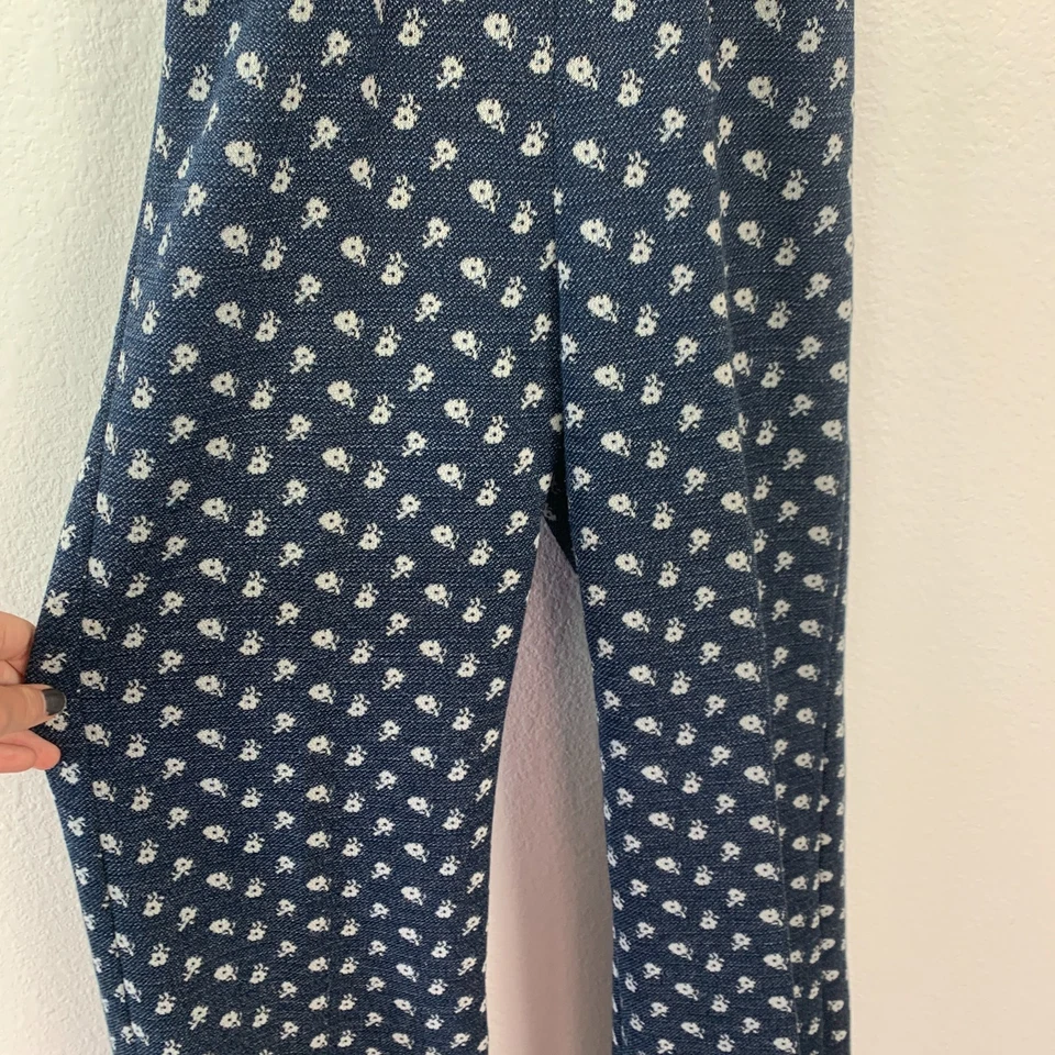 Vintage 70s Handmade Blue White Mod Floral One Piece Jumper Bodysuit Teen Girls - Image 3 of 4