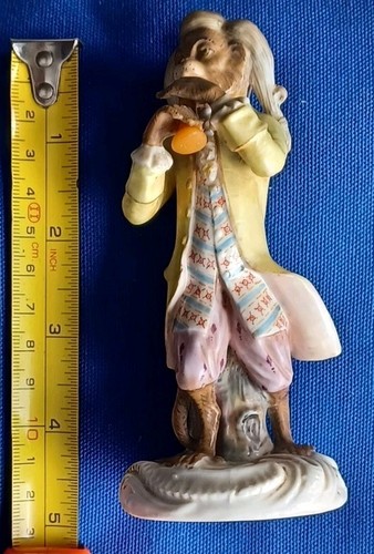 PORCELAIN MONKEY BANDSMAN - CLARINETIST - MEISSEN? BLUE CROSSED SWORDS MARK.