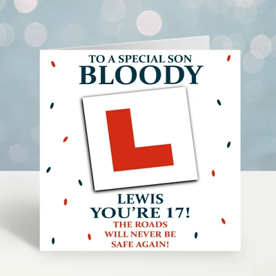 OPALDESIGNS Personalised 17th Birthday Card Learner Driver Son Grandson Brother Daughter