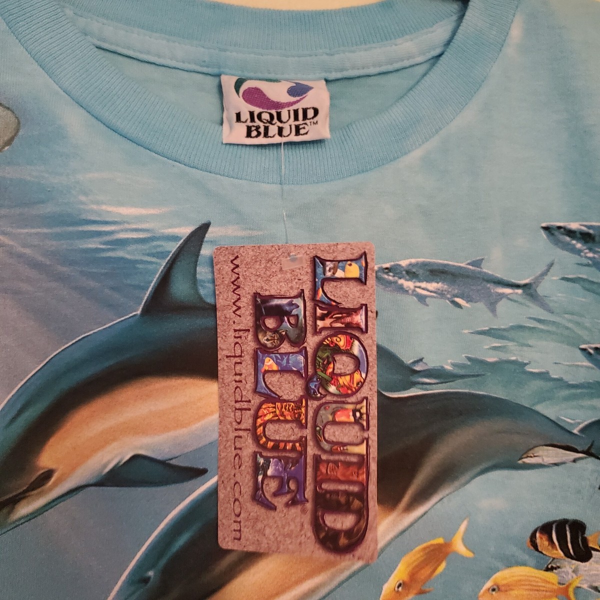 トップス WIND AND SEA TIE-DYE L/S TEE 2000 Liquid Blue Y2K Aquatic Sea Life Dolphin Octopus Tie