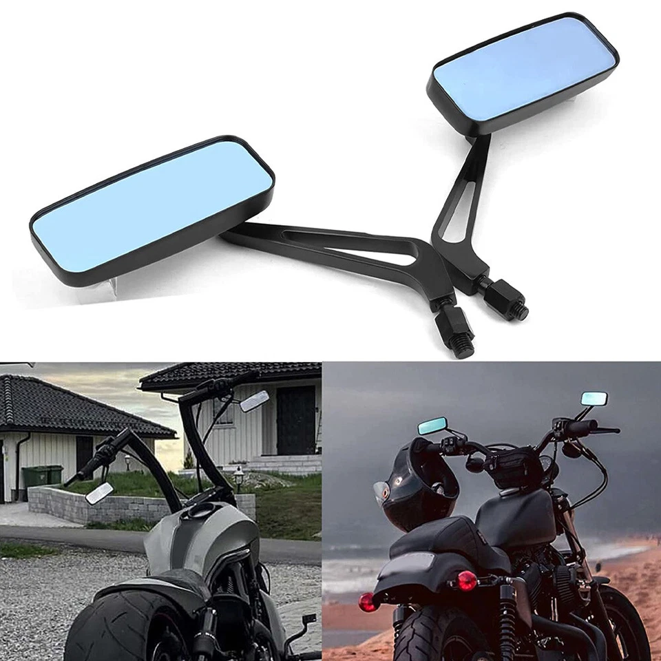 Espejos retrovisores personalizados 8 mm 10 mm negros para motocicleta para Café Racer Bobber Cruiser Foto 2 de 4