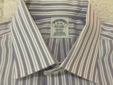 Brooks Brothers 1818 Regent Non Iron Purple Stripe French Cuff Shirt Men 16 - 34