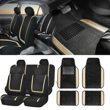 Unique Flat Cloth Car Seat Covers Universal fit w/ Floor Mats Matching Color