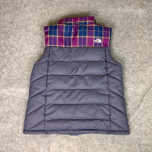 North Face Womens Vest Large Purple Plaid Puffer Down Jacket Coat 550 Hiking Top - Picture 9 of 12