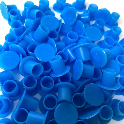 DCTATTOO 1000 X ** BULK BUY** BLUE "NO HOLDER FLAT BASE" TATTOO INK CAPS CUPS