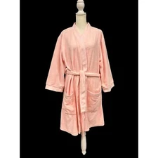 HILLARD & HANSON Pink Plush Robe Knee Length Sz 1X