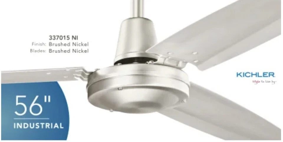 Kichler 337015NI Industrial 56" Indoor Ceiling Fan- Brushed Nickel - Image 3 of 4