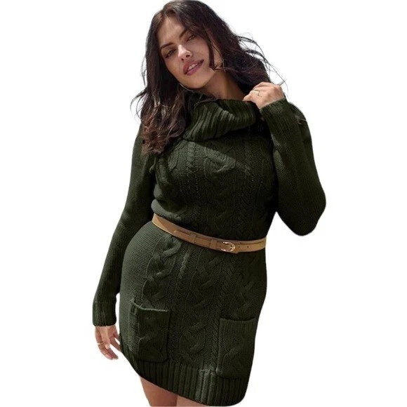 Long sleeve plus clearance size sweater dress