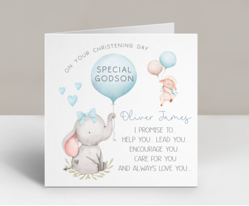 Personalised Godson Boys Christening Card Baptism Naming Day I promise to... - Picture 1 of 2