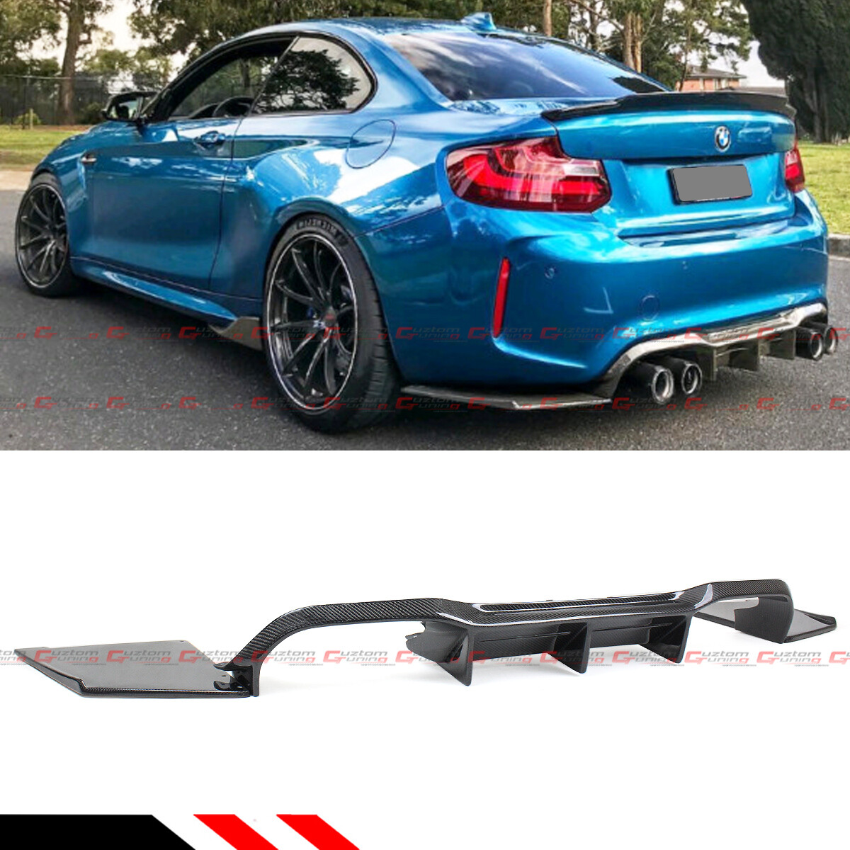 FOR 2017-2021 BMW F87 M2 CARBON FIBER 3PC DESIGN MTC STYLE REAR