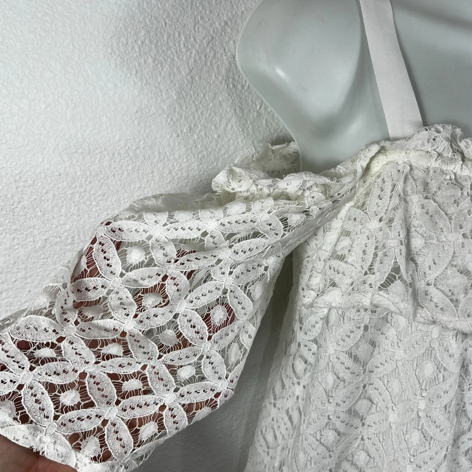 Mini Vestido BCBGeneration Hombro Descubierto Para Mujer XS Óptico Blanco Encaje Nuevo Con Etiquetas Foto 2 de 4