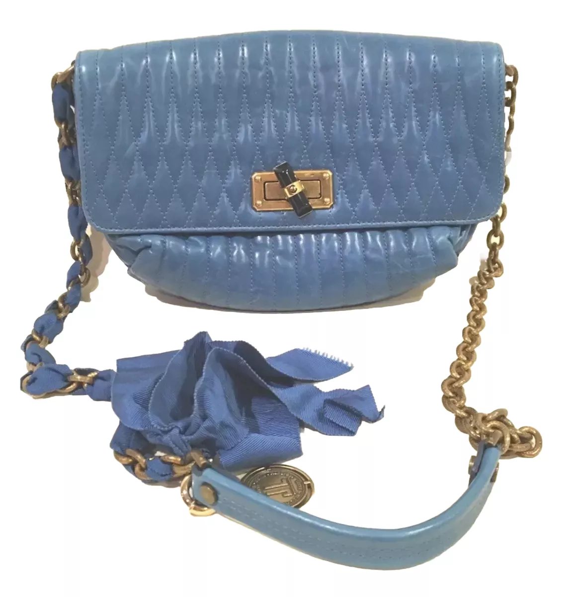 Lanvin Blue Turquoise Leather Happy Bag Purse Chain Strap Alber Elbaz  Collector!