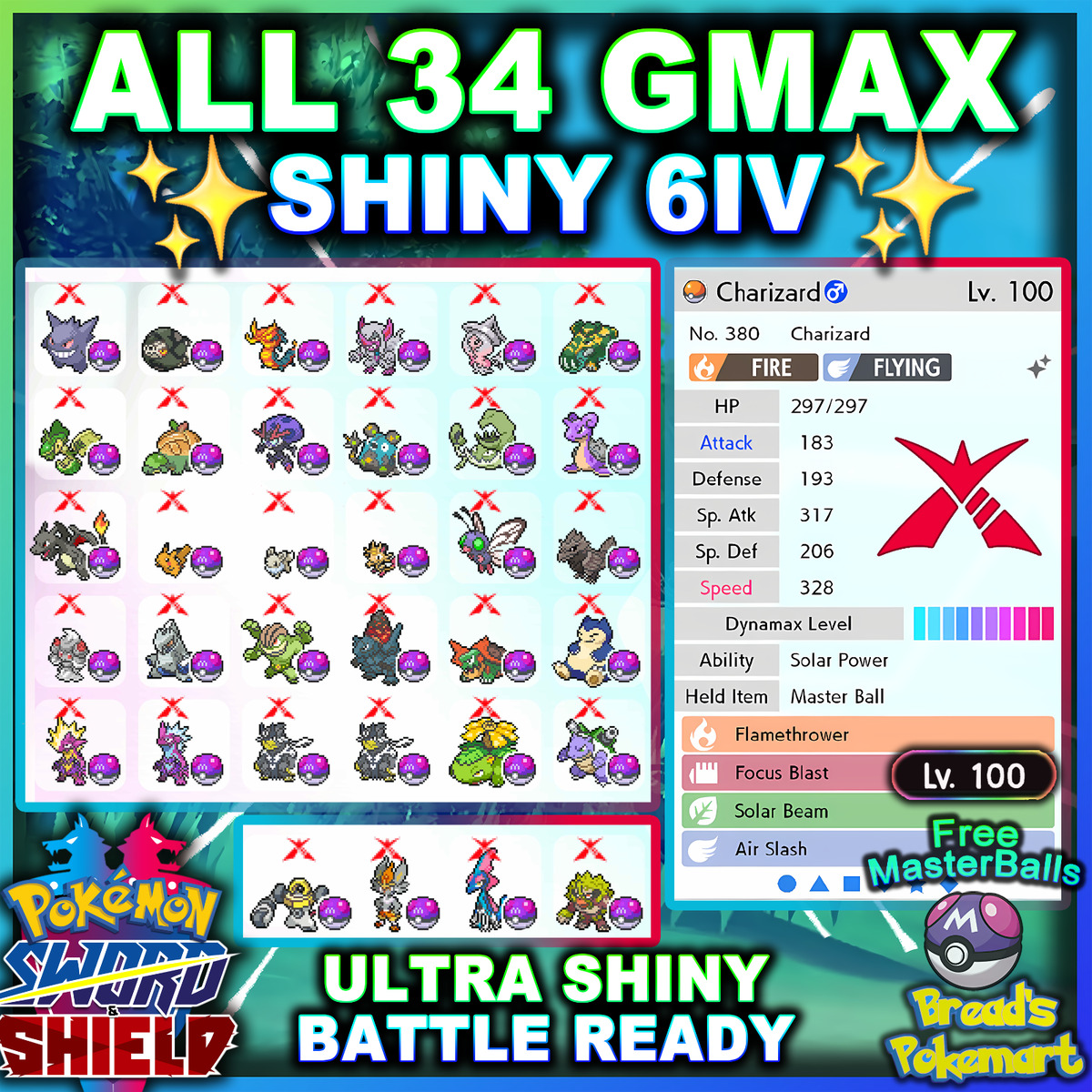 ALL 34 GMAX Ultra Shiny 6IV // Pokemon Sword and Shield // 