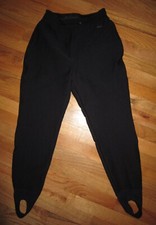 VTG Innsbruck Black Ski Pants Stirrups Wool/ Lycra S M 26" Waist 29" Inseam