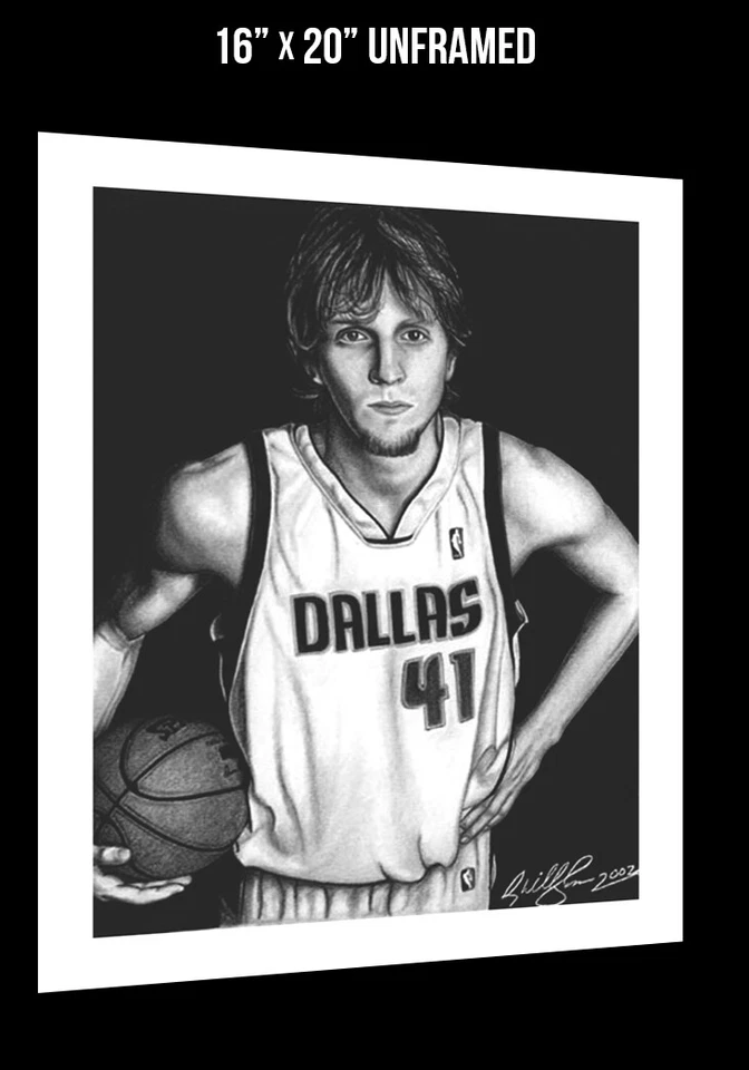 Художественный спортивный плакат Дирка Новицки из Dallas Mavericks NBA 16x20 - Изображение 2 из 4