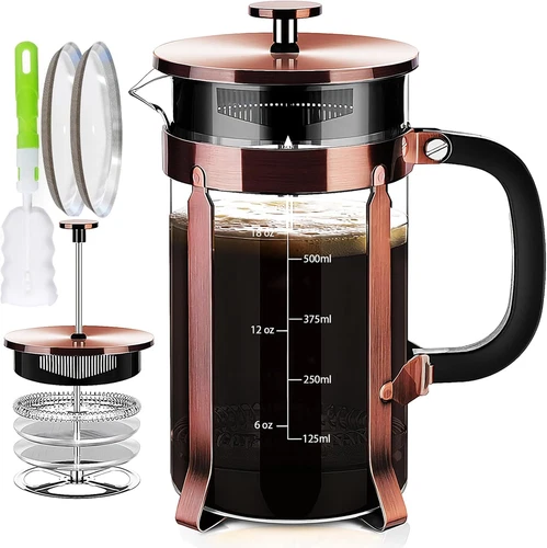 French Press Coffee Maker 21Oz 304 Stainless Steel Coffee Press,With 4 Filters S