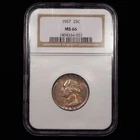 1957 Washington Silver Quarter 25c - NGC GRADED MS66 - IRIDESCENT GALAXY TONING