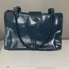 Patricia Nash Safflower Blue Leather Satchel Rienzo Italian Pheasant