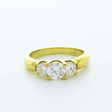 1.52 CT G SI1 Round Natural Certified Diamonds 18K Gold Classic Three-Stone Ring