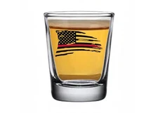 Rogue River Tactical Tattered Wavy Distressed Thin Red Line Flag Shot Glass G...