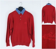 Mens PEAK PERFORMANCE Red Henley Medium Size Jumper Pullover Sweater