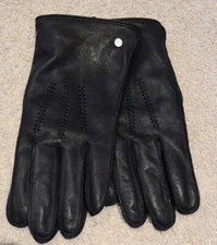 Ugg Men's Wrangell Leather Tech Gloves Black Sz Large