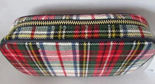 Stoney Clover Lane Small Red Plaid Pouch Zip Top New