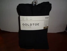Men's GOLDTOE Active Arch Support Socks 12 Pairs Extended Size 12-16 Black
