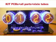 nixie tubes clock DIY KIT with IN-4 Tube LED Blue Backlight Black PCB