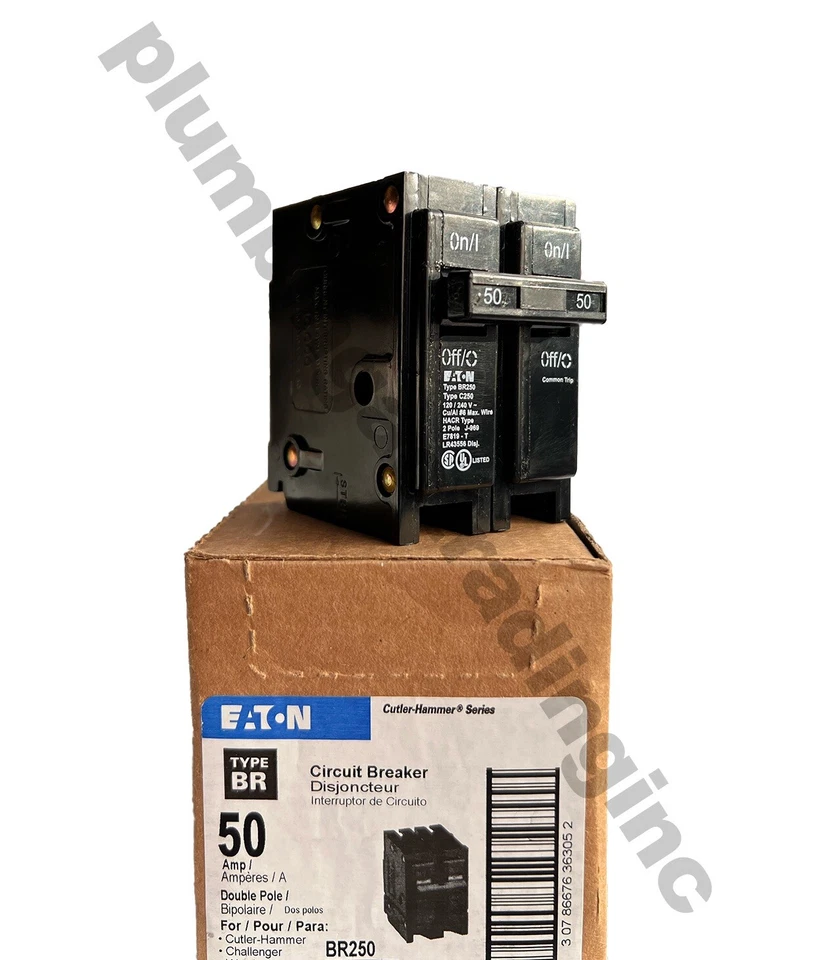 Eaton BR250 50Amp Double Pole Standard Trip Circuit Breaker Cutler Hammer