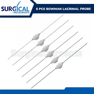 SURGINSTRUMENTS 6 Pcs Bowman Lacrimal Probe Surgical Dental ENT Instruments German Grade