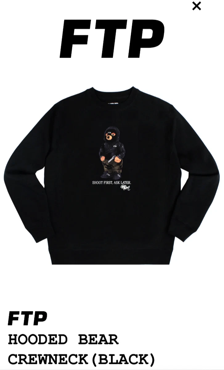 値段が激安 FTP HOODED スウェット L CREWNECK BEAR スウェット