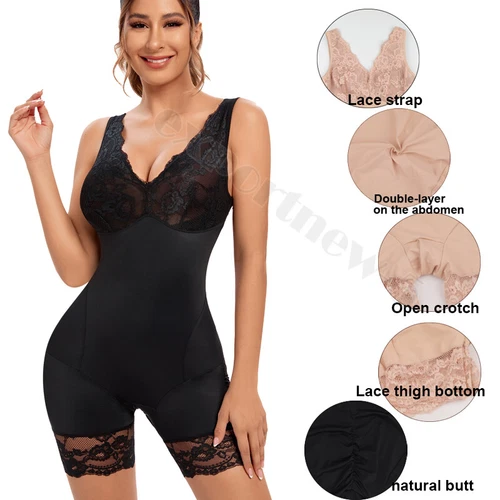 Mujeres Sexy Encaje Cuello Body Modelador de Cintura Entrenador Barriga Control Body Prendas con Forma - Imagen 8 de 24
