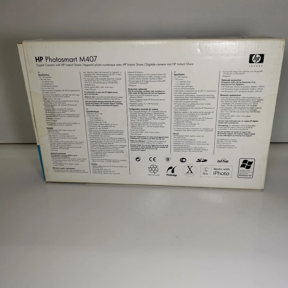 HP PhotoSmart M407 Digital Camera 4.1MP Silver Compact Boxed Tested Works - Image 2 of 4