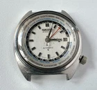 Vintage SEIKO 6117-6400 Automatic Watch Mens World Time White Dial To Restore