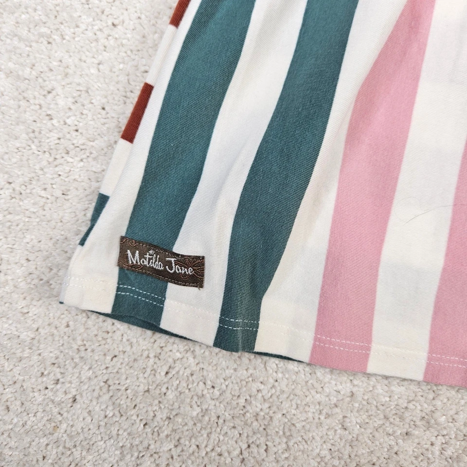 Túnica Babydoll Para Mujer Matilda Jane Talla XL Sin Mangas Rayas Tejida Rosa Verde Foto 4 de 4