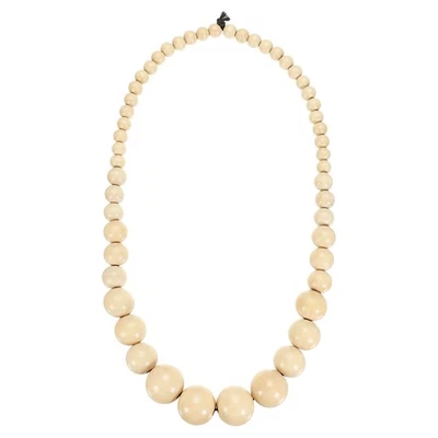 Collar de cuentas de madera redondas, color blanco lechoso, para mujer - Imagen 1 de 4