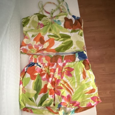 Future Collective Floral Top & Shorts Set Multicolor Cotton Blend Elastic Waist
