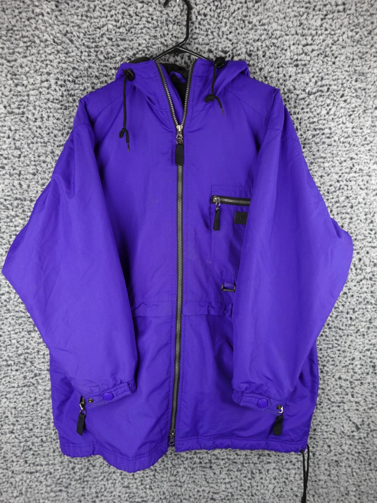 Eddie Bauer Ebtek Jacket Womens Medium Blue Zip Nylon Hood Rain Snow Womens