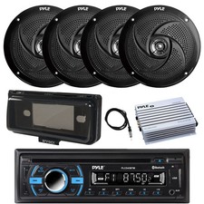 Pyle Marine Bluetooth CD Radio, Amp, 4x 6.5" 240W Speaker, Cover Black ,Antenna