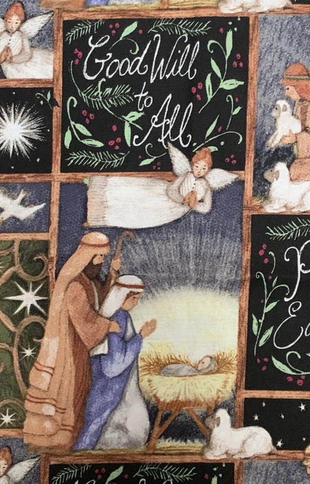 *OOP* NUEVO Susan Winget tela de algodón Paz en la tierra/Natividad por media yarda Foto 3 de 4