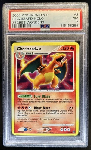 2007 Pokemon Diamond & Pearl Secret Wonders Charizard Holo #3/132 PSA 7