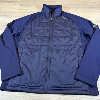 RLX Ralph Lauren Cool Wool Hybrid Quilted Golf Jacket Full Zip Navy Blue Men s L