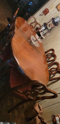 7-Piece Rectangular Wood Dining Table Set, Seats 6, Brown, Table + 6 Chair